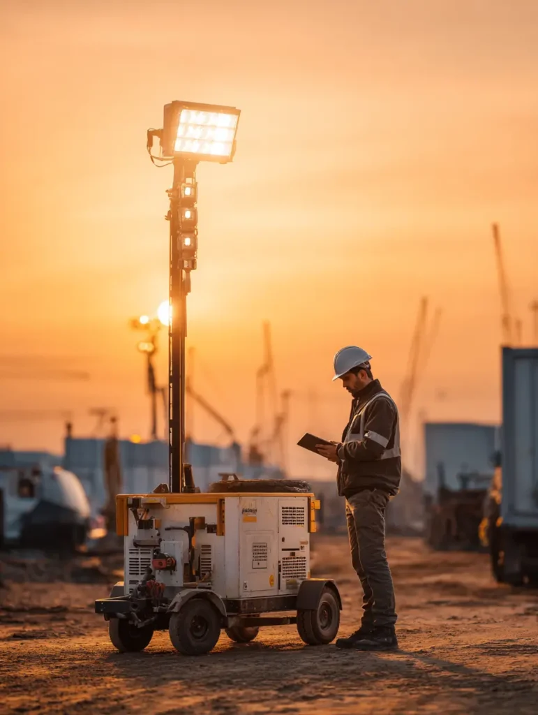 Portable jobsite lighting equipment for construction sites